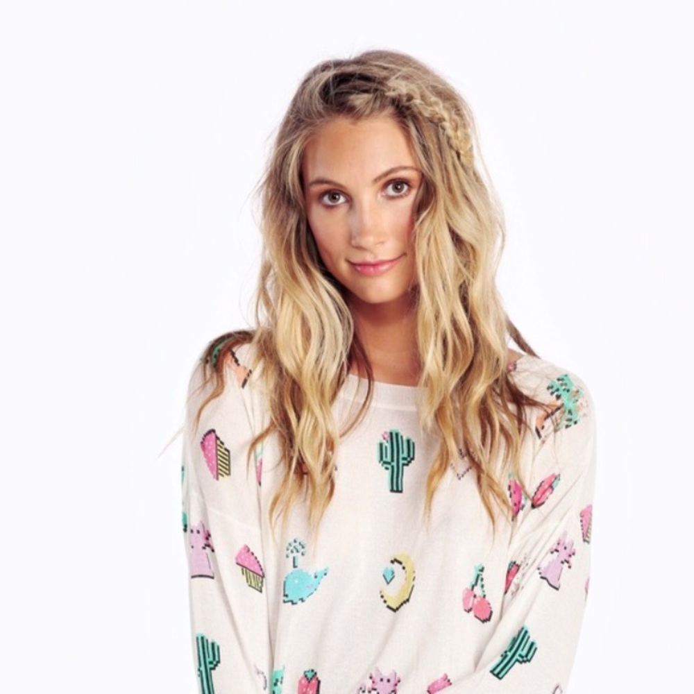 Wildfox Pixelated Emoji Sweater S - Picture 1 of 7